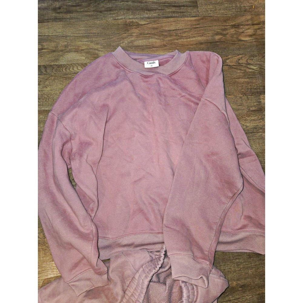 Comfrt Women's 2XL mauve Fleece 2-Piece Crewneck Sweatshirt Jogger Set